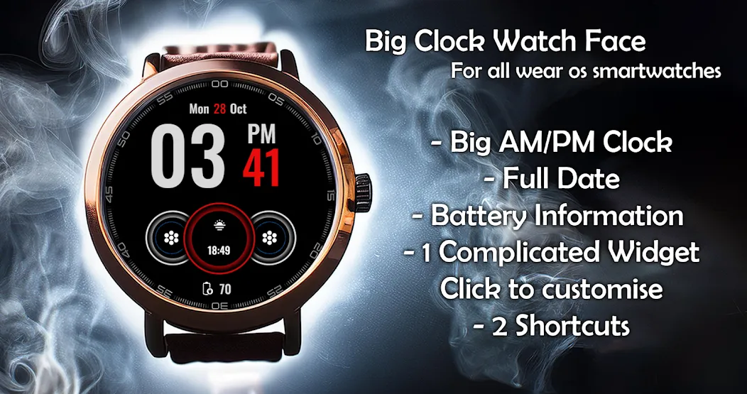 Big Digital Clock Watch Face screenshot 1