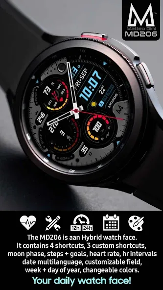 MD206 Analog watch face screenshot 2
