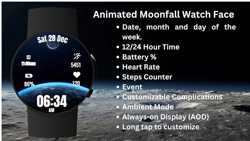 Animated Moonfall Watch Face screenshot 7