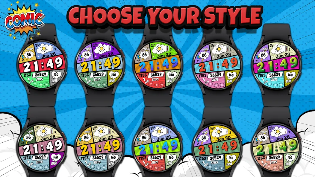 Comic Wooo Digital Watch Face screenshot 1