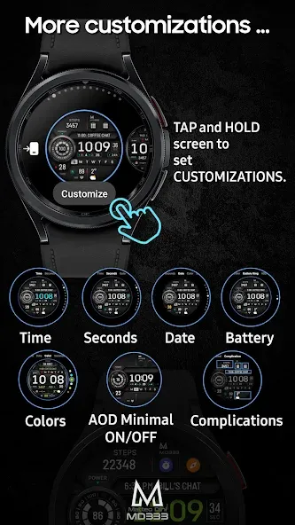 MD333 Digital watch face screenshot 7