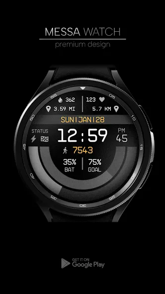 Digital Watch Face Pro Black screenshot 3