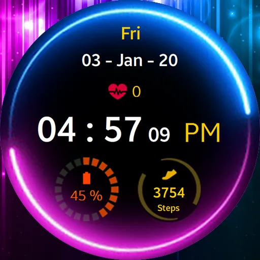 Neon Blue Pink Watch Face screenshot 3
