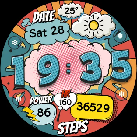 Comic Retro Digital Watch Face screenshot 28