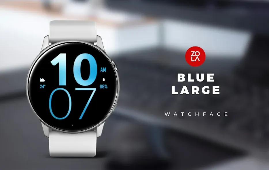 Blue Large Watch Face screenshot 1