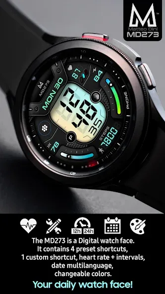 MD273 Digital watch face screenshot 2