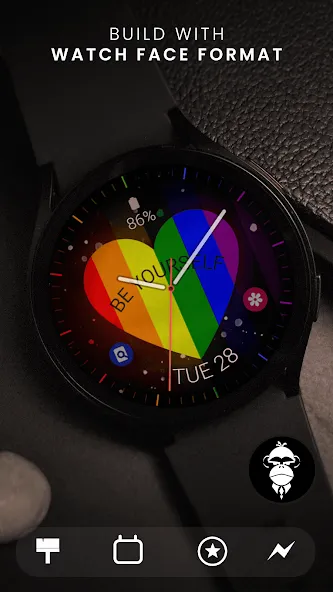 Rainbow Love analog watch face screenshot 2