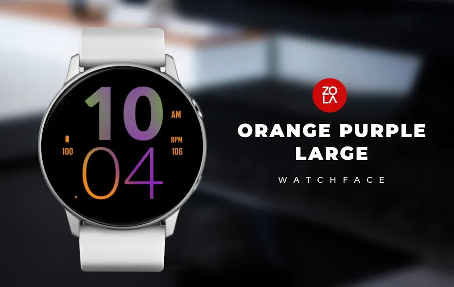 Orange Purple Large Watch Face screenshot 1