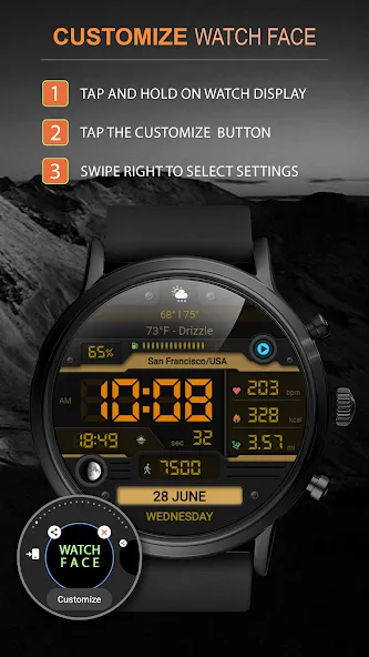 WFP 052 Digital watch face screenshot 4