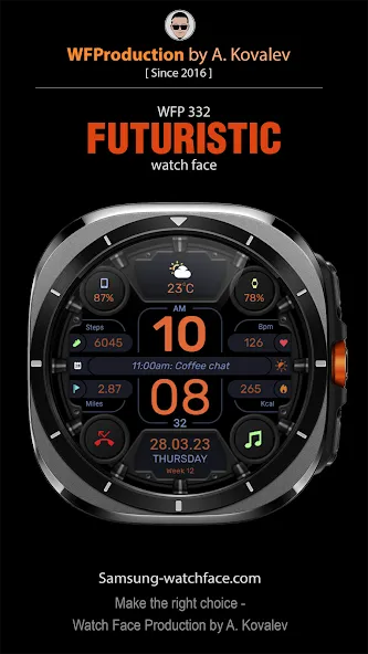 WFP 332 Futuristic watch face screenshot 1