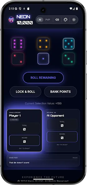 Offline 10000 Dice Neon Farkle screenshot 1