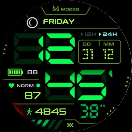 MD238 Digital watch face screenshot 13
