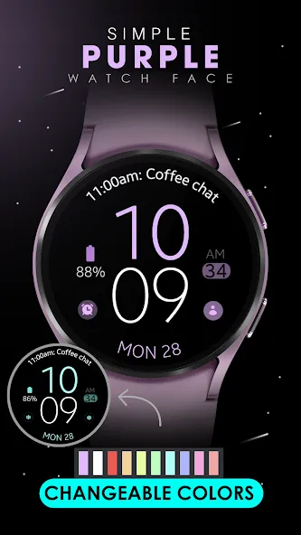 Simple Purple watch face screenshot 3