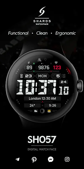 SH057 Watch Face, WearOS watch screenshot 1