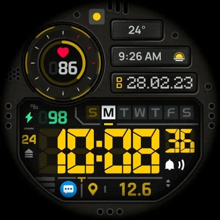 SH101 Watch Face, WearOS watch screenshot 12
