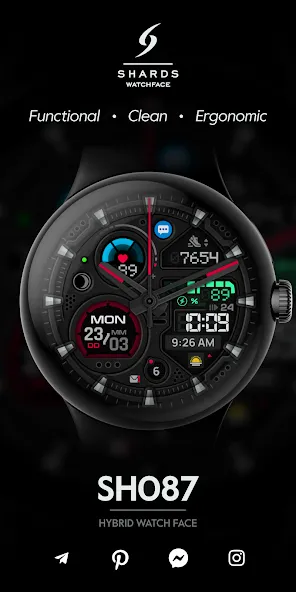 SH087 Watch Face, WearOS watch screenshot 1