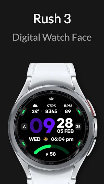 Rush 3: Digital Watch Face screenshot 1