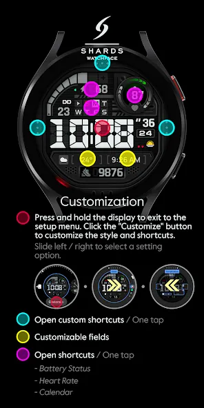 SH073 Watch Face, WearOS watch screenshot 6