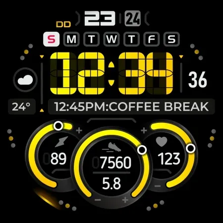 SH040 Watch Face, WearOS watch screenshot 14