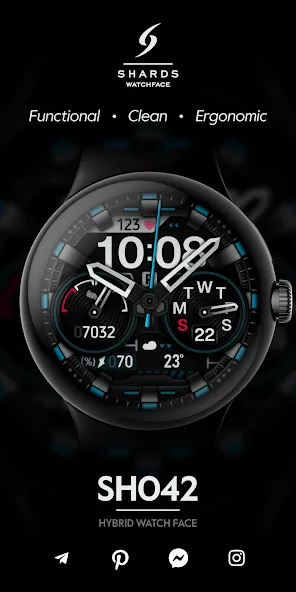 SH042 Watch Face, WearOS watch screenshot 1