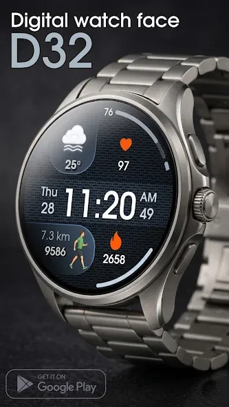 Digital watch face D32 screenshot 1