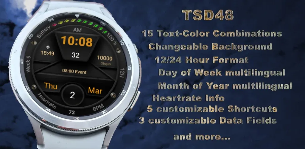 TSD48 Digital Watch Face screenshot 2