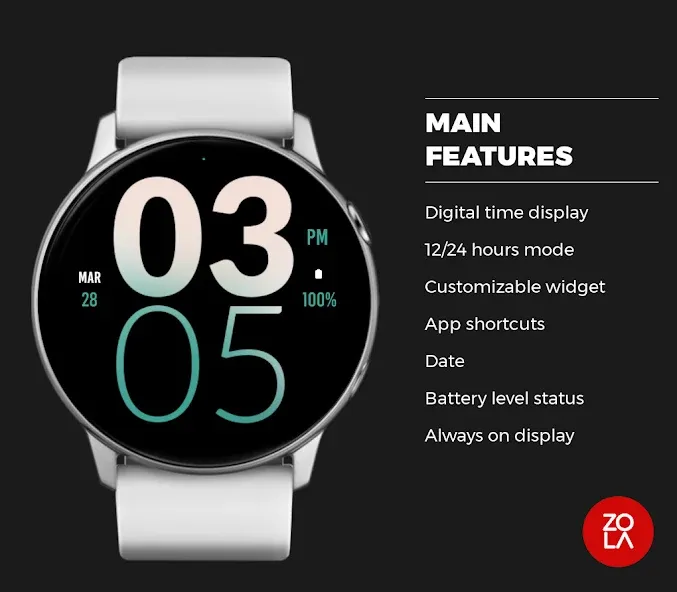 Snow Large Watch Face screenshot 2