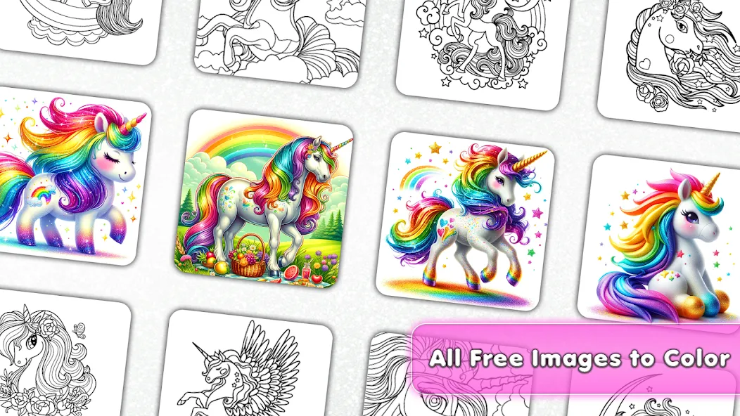 Unicorn Glitter Coloring Pages screenshot 2
