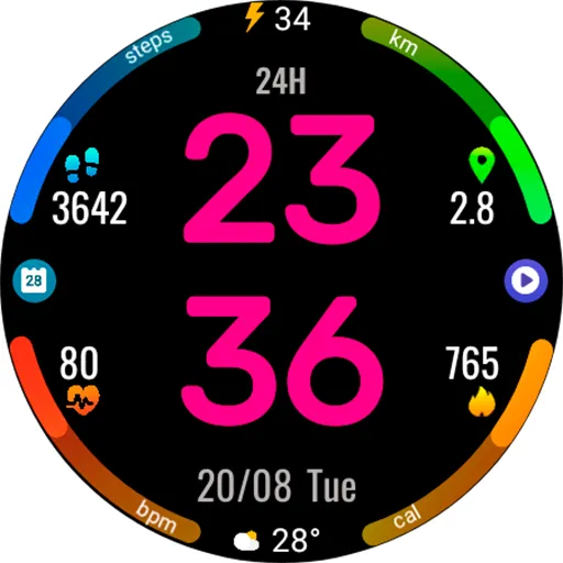 Digital Rotes Watch Face screenshot 20
