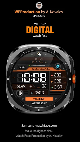 WFP 052 Digital watch face screenshot 1