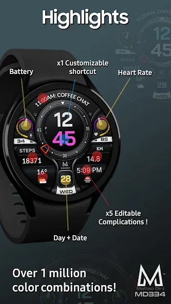 MD334 Digital watch face screenshot 6