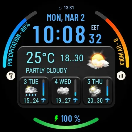 Weather watch face W10 screenshot 29