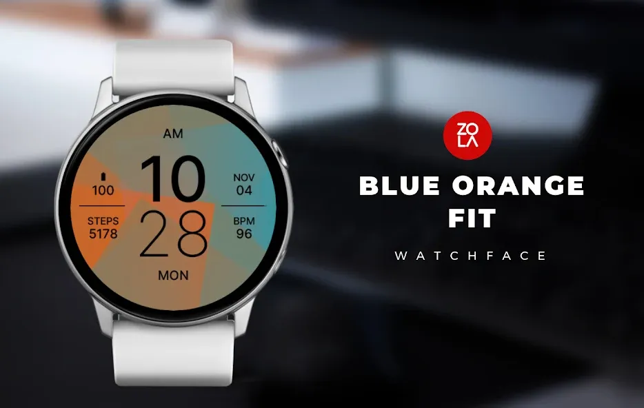 Blue Orange Fit Watch Face screenshot 1