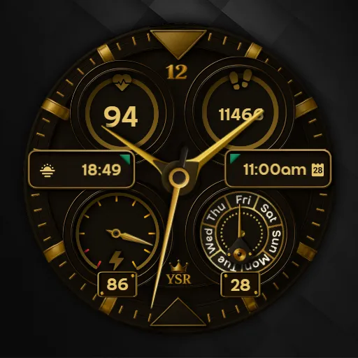 YSR01 Golden Analog Watch Face screenshot 12