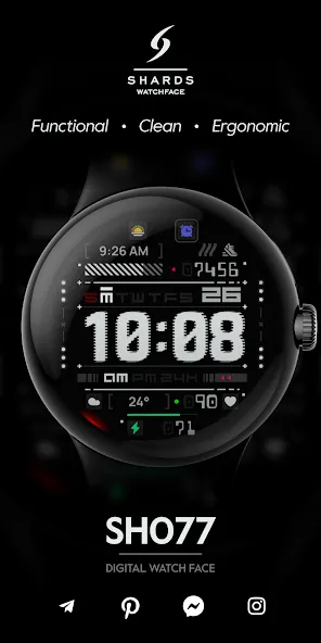 SH077 Watch Face, WearOS watch screenshot 1