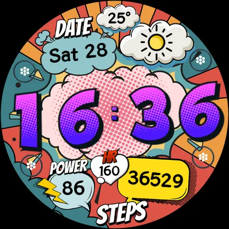 Comic Retro Digital Watch Face screenshot 29