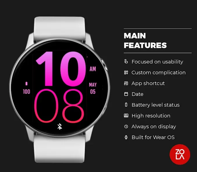 Rose Pink Large Watch Face screenshot 2