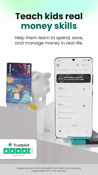 Modak: Kids & Teens Banking screenshot 1