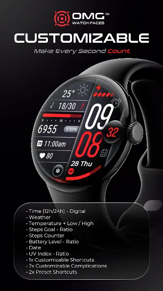 OMG 23 - Digital Watch Face screenshot 2