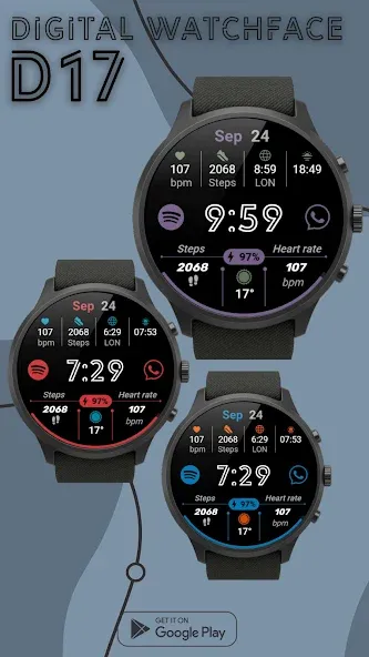 Digital Watchface D17 screenshot 1
