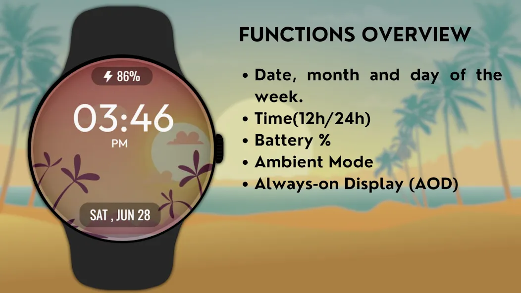 3D Beach Sunset LandscapeWatch screenshot 5