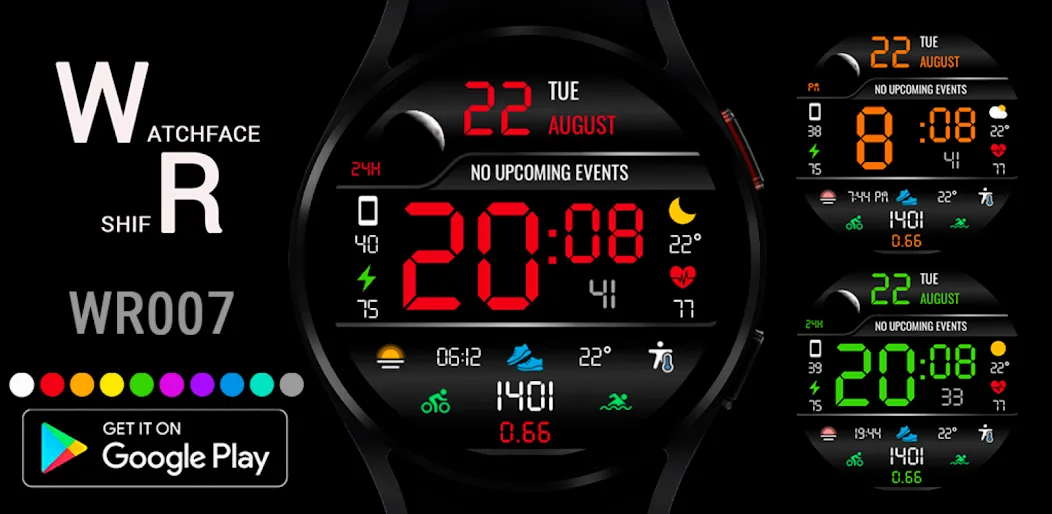 WR 007 Digital Watch Face screenshot 1