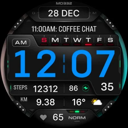 MD332 Digital watch face screenshot 14