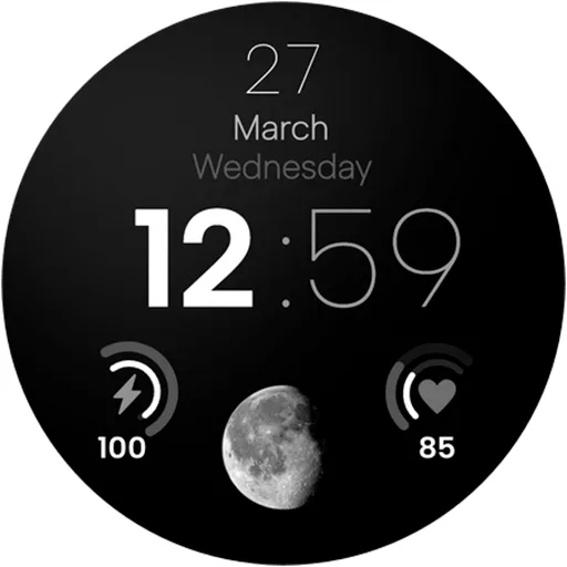 Minimal Watch Face Black Moon screenshot 17