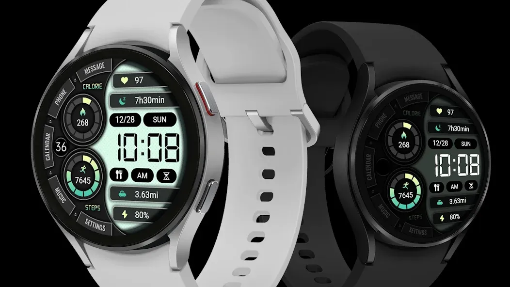 Green Text Clock ZKin Watch screenshot 3