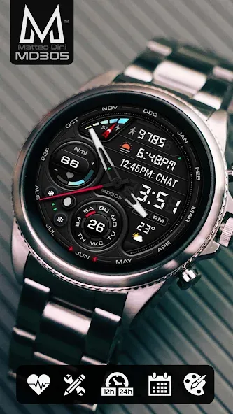 MD305 Analog watch face screenshot 1