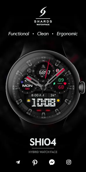 SH104 Watch Face, WearOS watch screenshot 1