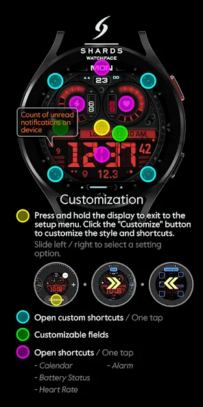 SH054 Watch Face, WearOS watch screenshot 7