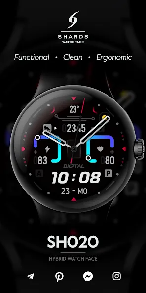SH020 Watch Face, WearOS watch screenshot 1