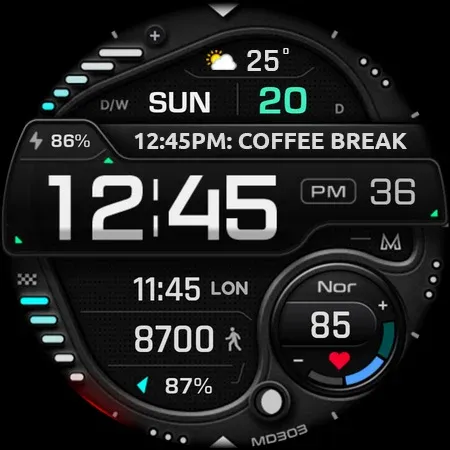 MD303 Digital watch face screenshot 9
